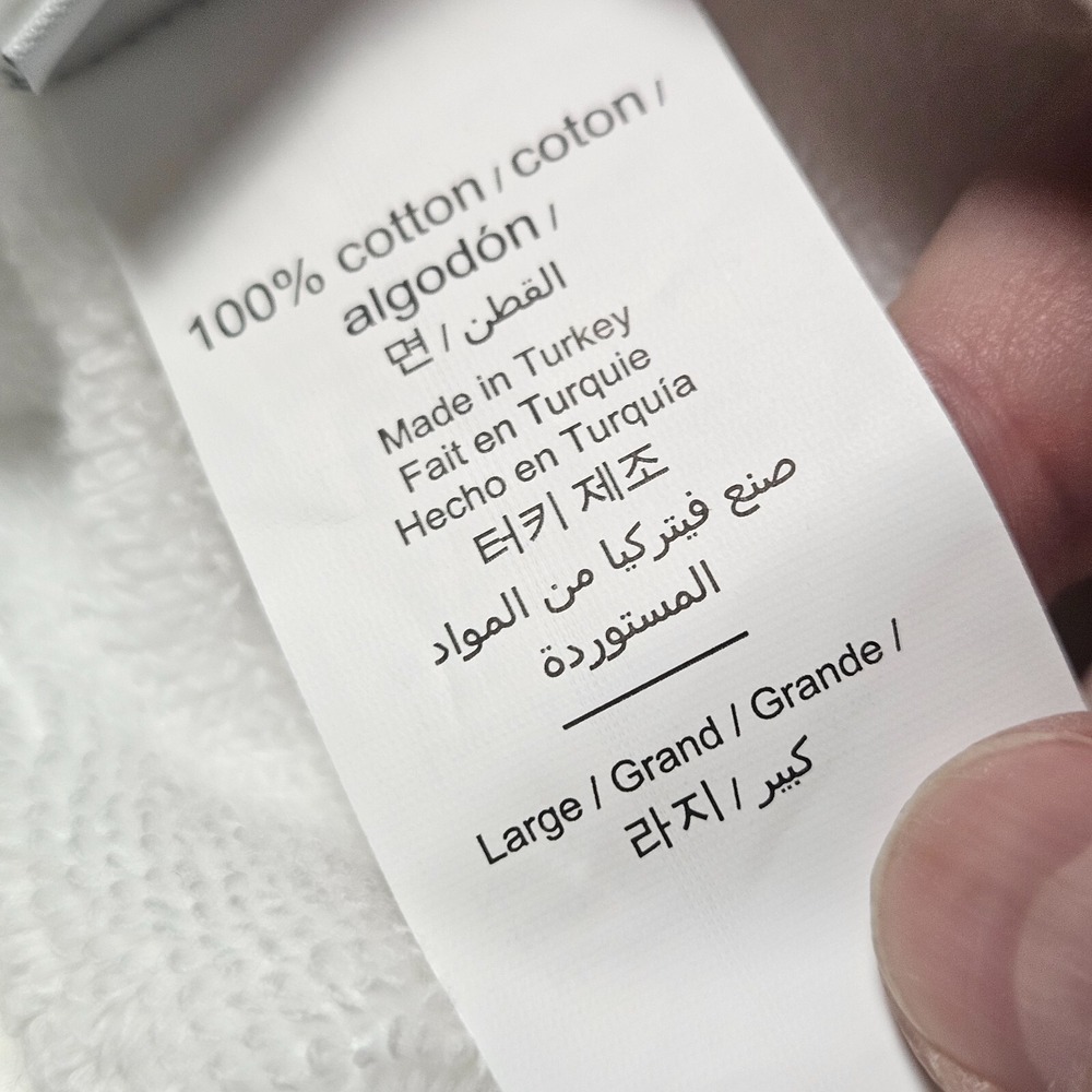 Williams Sonoma Home Cotton Terry Bath Robe Black Piping‎ Trim Quiet Luxury - Picture 4 of 11